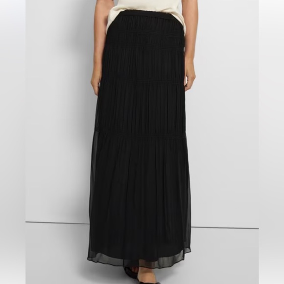 NWOT SOLD OUT Theory Tiered Maxi Skirt in Crinkled Silk Chiffon - Picture 2 of 4